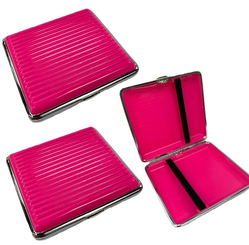 Pink metal cigarette case hard - pink,