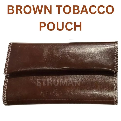 Brown tobacco pouch faux - brown,
